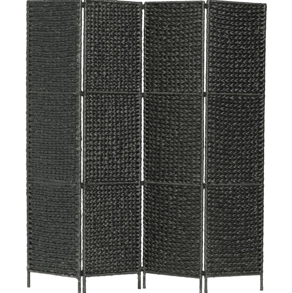 vidaXL Kamerscherm met 4 panelen 154x160 cm waterhyacint zwart