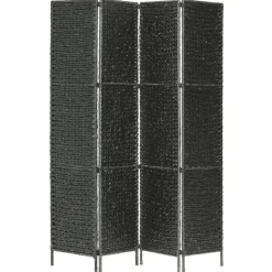vidaXL Kamerscherm met 4 panelen 154x160 cm waterhyacint zwart