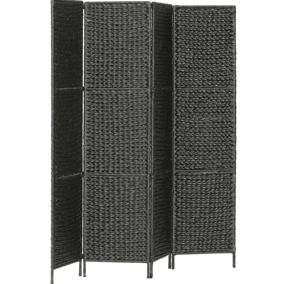 vidaXL Kamerscherm met 4 panelen 154x160 cm waterhyacint zwart