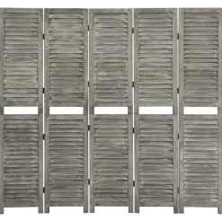 vidaXL Kamerscherm met 5 panelen 179x166 cm massief hout grijs