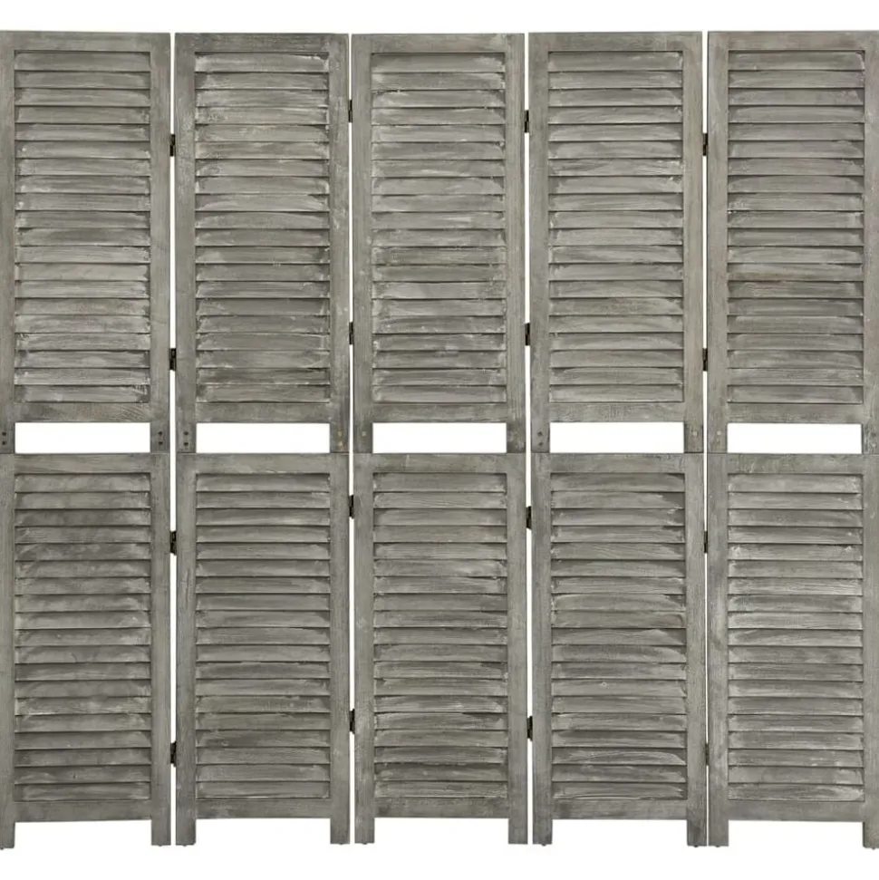 vidaXL Kamerscherm met 5 panelen 179x166 cm massief hout grijs