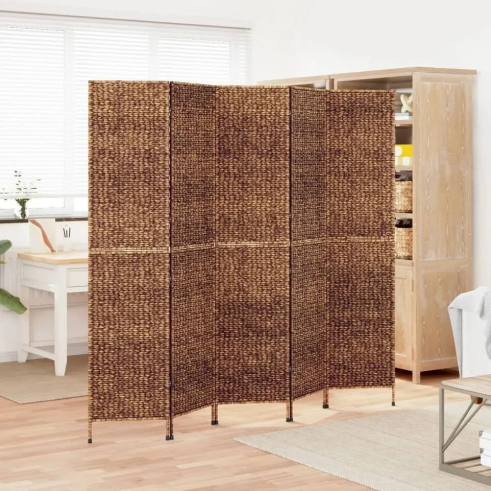 vidaXL Kamerscherm met 5 panelen 205x180 cm waterhyacint bruin
