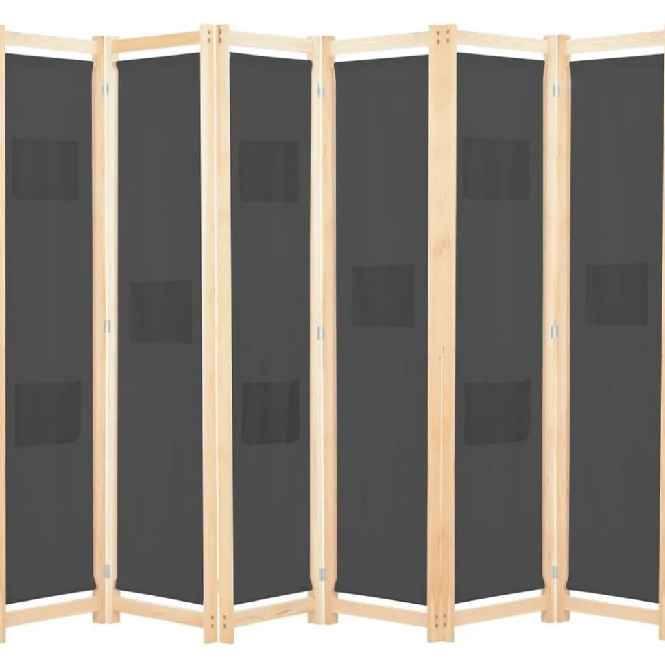 vidaXL Kamerscherm met 6 panelen 240x170x4 cm stof grijs