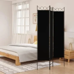 vidaXL Kamerscherm met 3 panelen 120x200 cm stof zwart