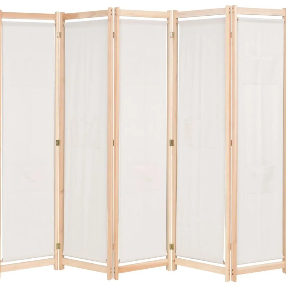 vidaXL Kamerscherm met 5 panelen 200x170x4 cm stof crème