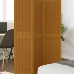 vidaXL Kamerscherm met 3 panelen massief paulowniahout bruin