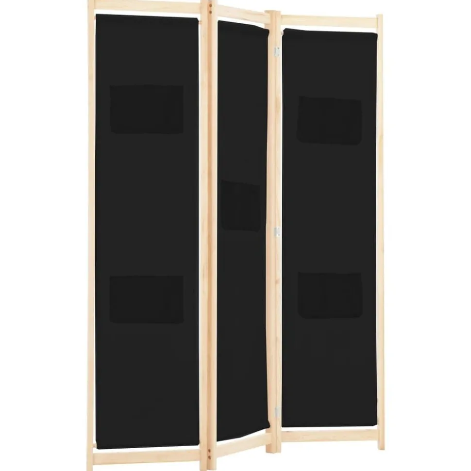 vidaXL Kamerscherm met 3 panelen 120x170x4 cm stof zwart