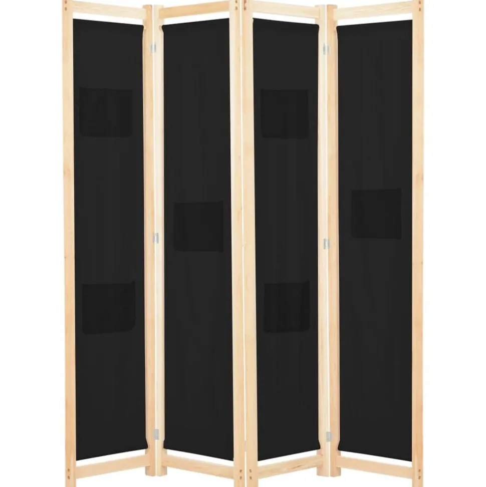 vidaXL Kamerscherm met 4 panelen 160x170x4 cm stof zwart