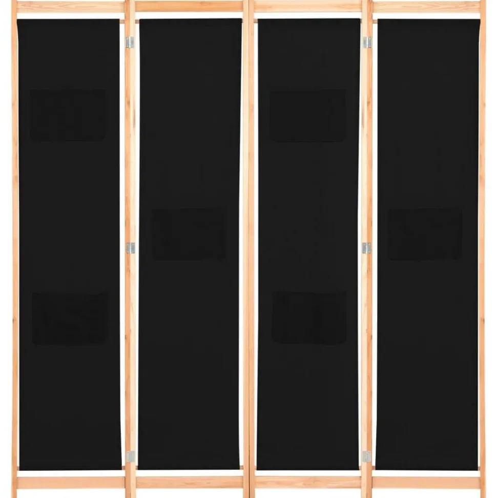 vidaXL Kamerscherm met 4 panelen 160x170x4 cm stof zwart