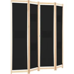 vidaXL Kamerscherm met 4 panelen 160x170x4 cm stof zwart