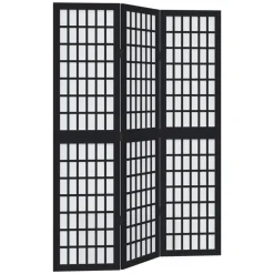 vidaXL Kamerscherm met 3 panelen massief paulowniahout zwart