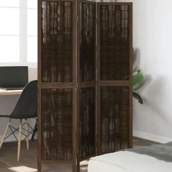 vidaXL Kamerscherm met 3 panelen massief paulowniahout donkerbruin