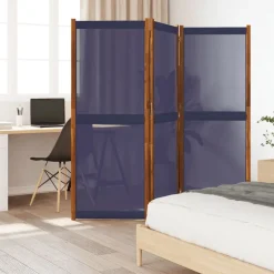 vidaXL Kamerscherm met 3 panelen 210x180 cm donkerblauw