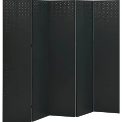 vidaXL Kamerscherm met 5 panelen 200x180 cm staal zwart