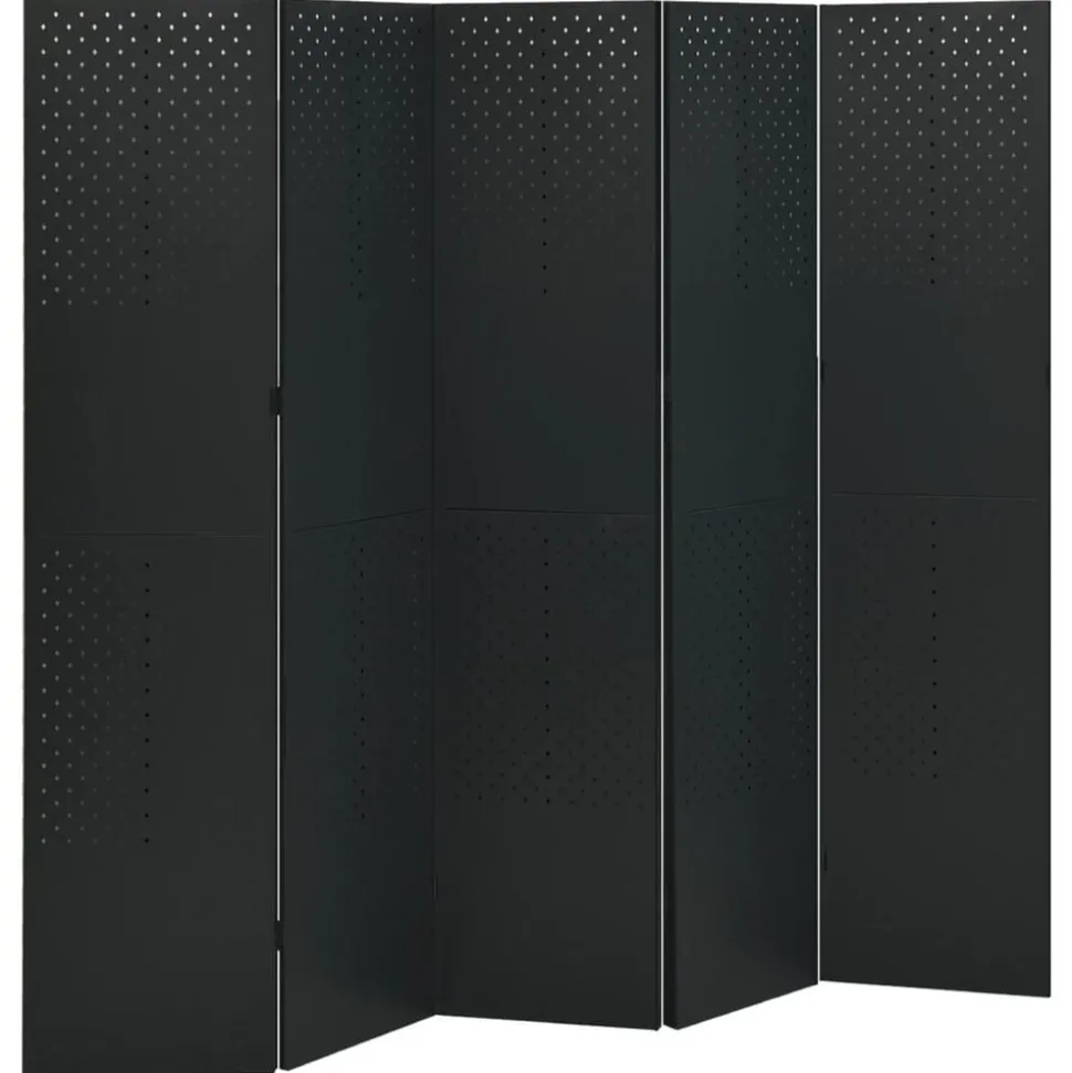 vidaXL Kamerscherm met 5 panelen 200x180 cm staal zwart