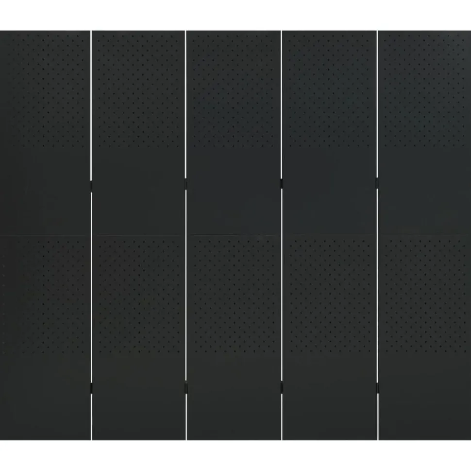 vidaXL Kamerscherm met 5 panelen 200x180 cm staal zwart