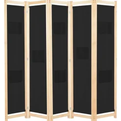 vidaXL Kamerscherm met 5 panelen 200x170x4 cm stof zwart