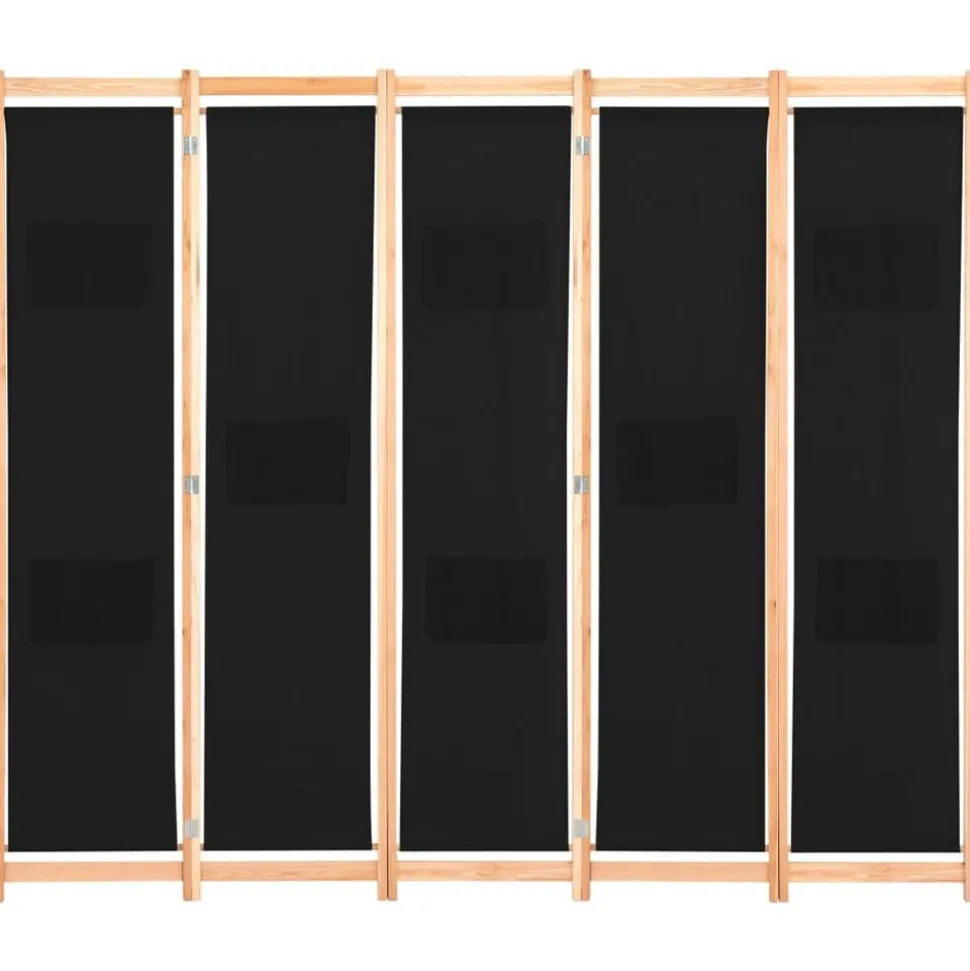 vidaXL Kamerscherm met 5 panelen 200x170x4 cm stof zwart