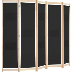 vidaXL Kamerscherm met 5 panelen 200x170x4 cm stof zwart