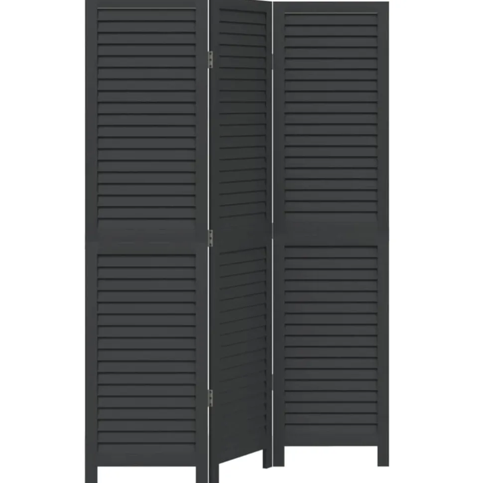 vidaXL Kamerscherm met 3 panelen massief paulowniahout zwart