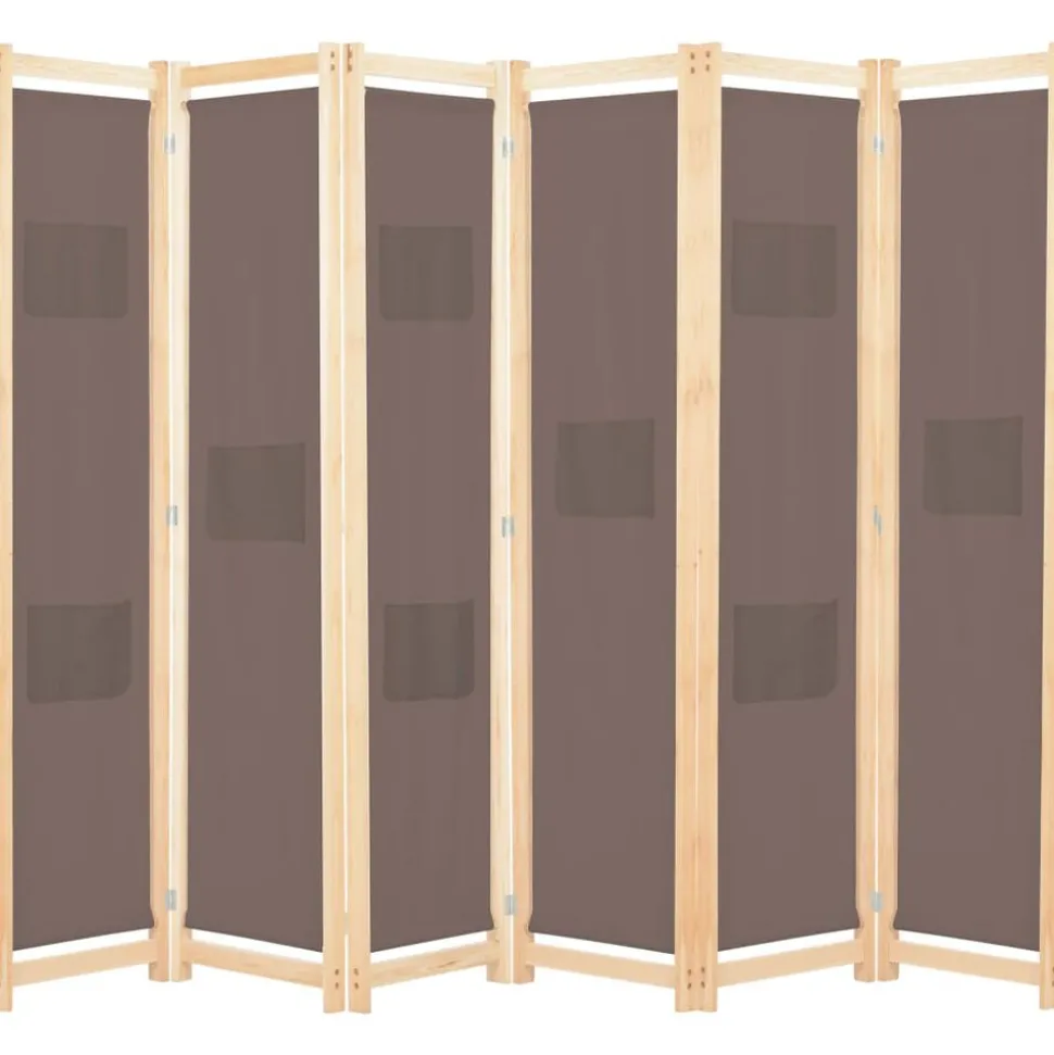 vidaXL Kamerscherm met 6 panelen 240x170x4 cm stof bruin