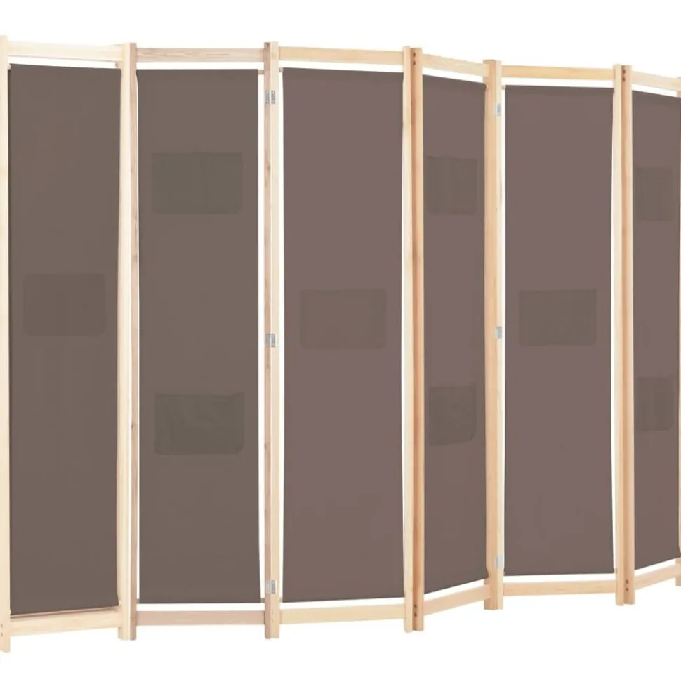vidaXL Kamerscherm met 6 panelen 240x170x4 cm stof bruin