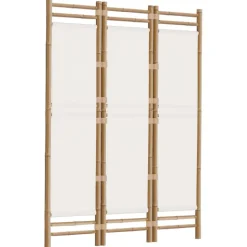 vidaXL Kamerscherm 3-panelen inklapbaar 120 cm bamboe en canvas
