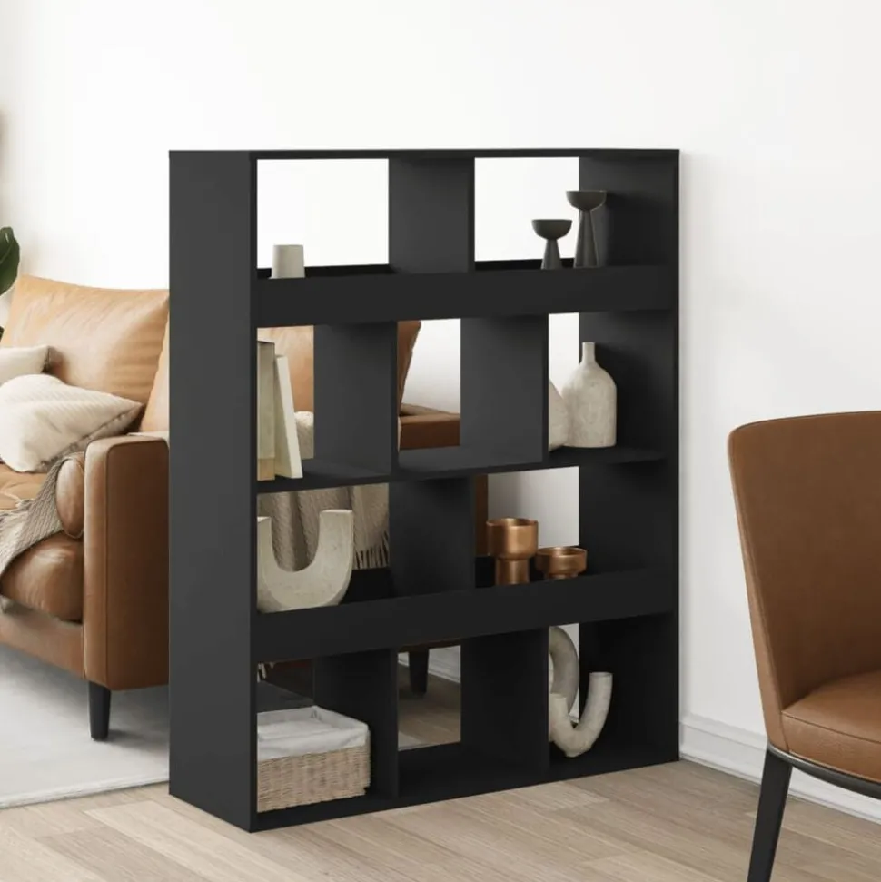 vidaXL Kamerscherm 100x33x125,5 cm bewerkt hout zwart