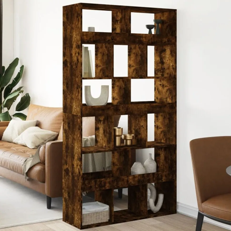 vidaXL kamerscherm 100x33x187,5 cm bewerkt hout gerookt eikenkleurig