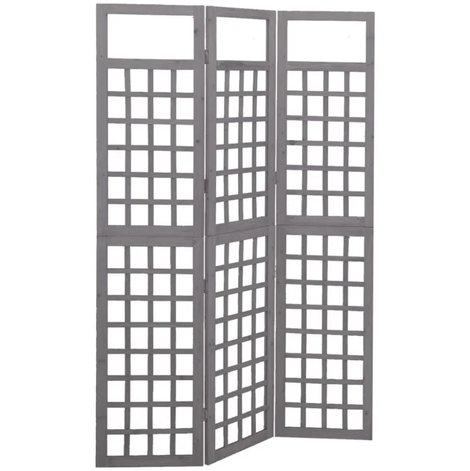 vidaXL Kamerscherm/trellis met 3 panelen 121x180 cm vurenhout grijs