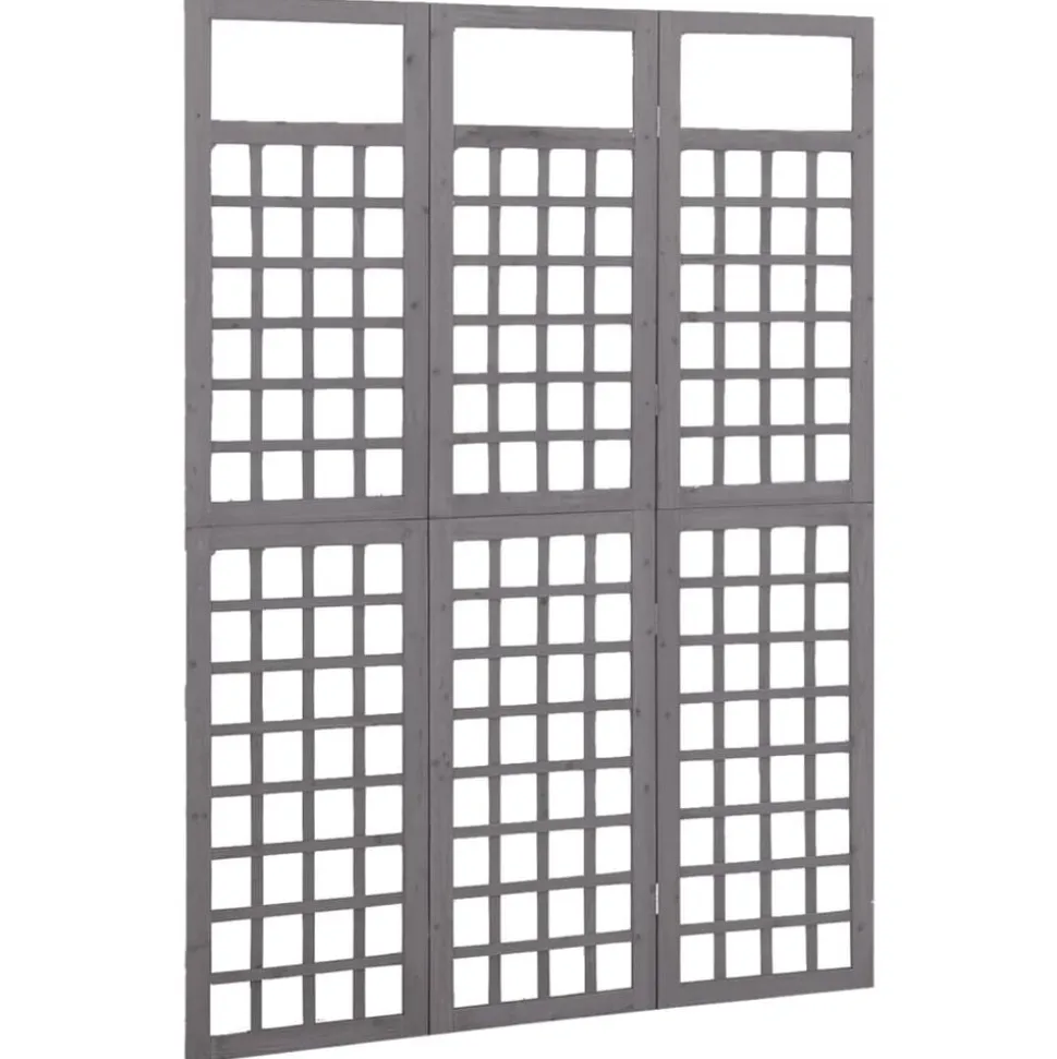 vidaXL Kamerscherm/trellis met 3 panelen 121x180 cm vurenhout grijs