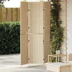 vidaXL Kamerverdeler Beige 147 x 180 cm poly rattan