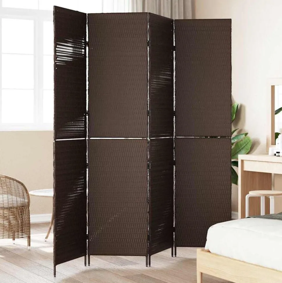 vidaXL Kamerverdeler Bruin 195 x 180 cm poly rattan