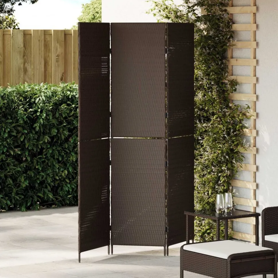 vidaXL Kamerverdeler Bruin 146 x 180 cm poly rattan
