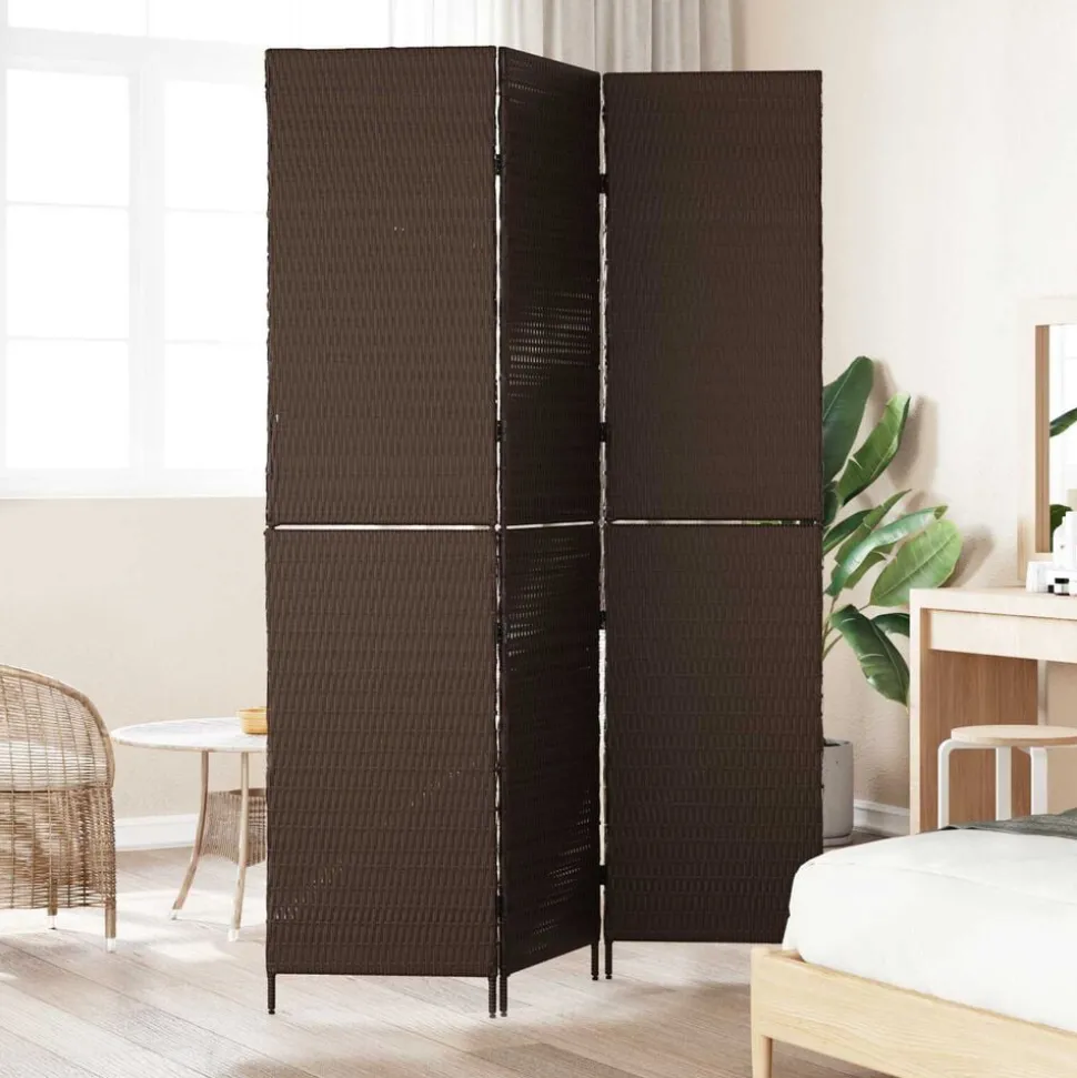 vidaXL Kamerverdeler Bruin 146 x 180 cm poly rattan