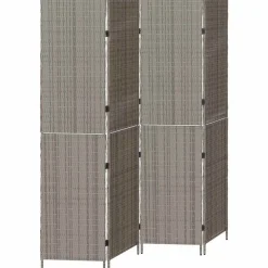 vidaXL Kamerverdeler Grijs 195 x 180 cm poly rattan
