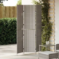 vidaXL Kamerverdeler Grijs 146 x 180 cm poly rattan