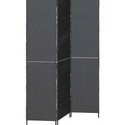 vidaXL Kamerverdeler Zwart 146 x 180 cm poly rattan