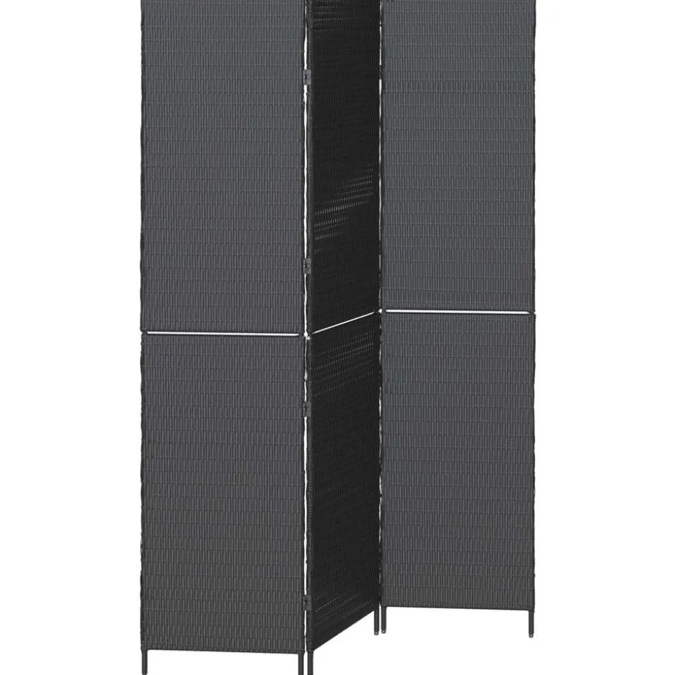 vidaXL Kamerverdeler Zwart 146 x 180 cm poly rattan