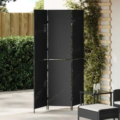 vidaXL Kamerverdeler Zwart 146 x 180 cm poly rattan