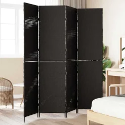 vidaXL Kamerverdeler Zwart 195 x 180 cm poly rattan