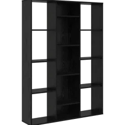 vidaXL Kamerverdeler Zwart Eiken 100 x 24 x 140 cm Bewerkt hout