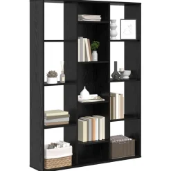 vidaXL Kamerverdeler Zwart Eiken 100 x 24 x 140 cm Bewerkt hout
