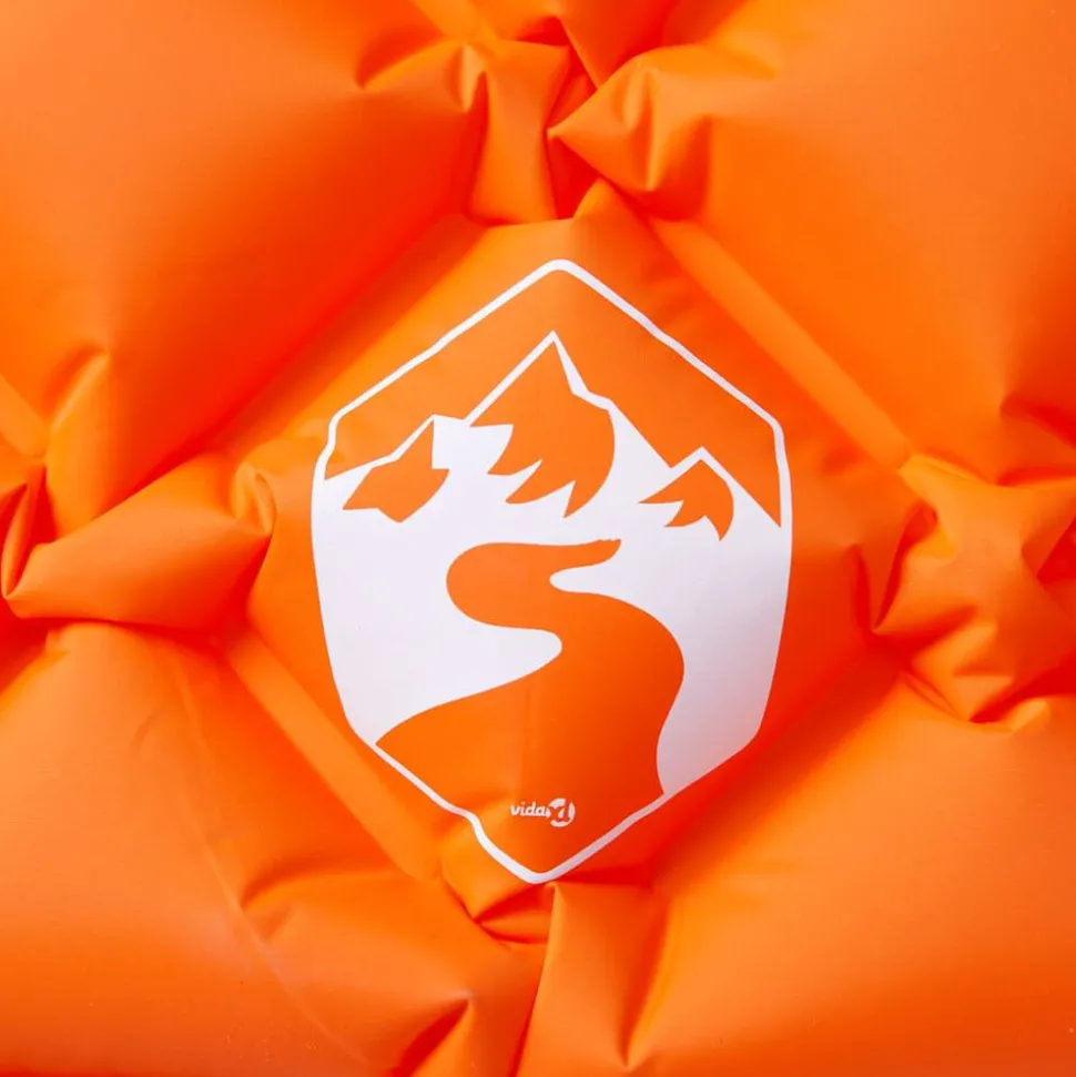 vidaXL Kampeermatras met kussen opblaasbaar 1-persoons oranje