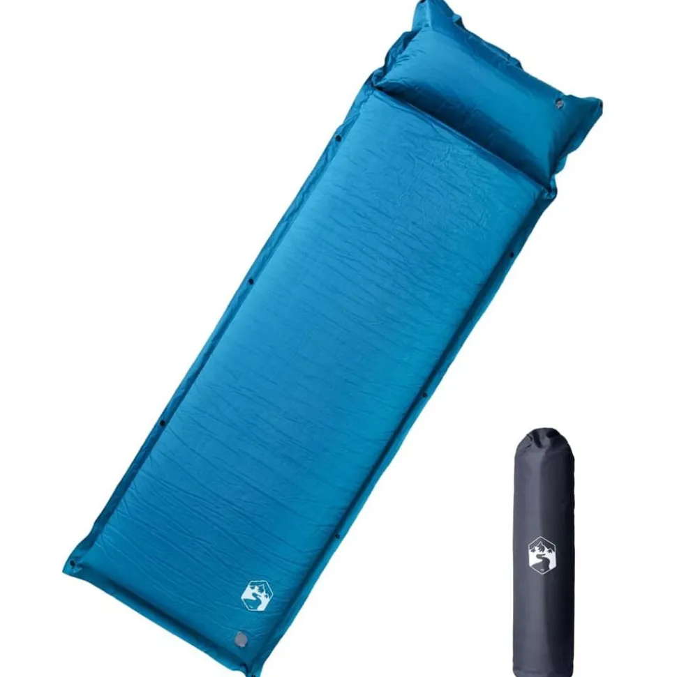 vidaXL Kampeermatras met kussen zelfopblazend 1-persoons turquoise