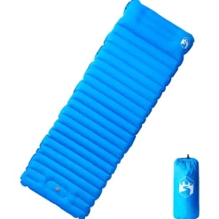 vidaXL Kampeermatras met kussen zelfopblazend 1-persoons blauw