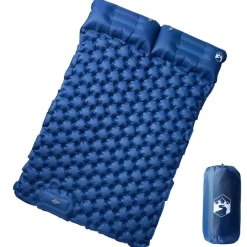 vidaXL Kampeermatras met kussens zelfopblazend 2-persoons marineblauw