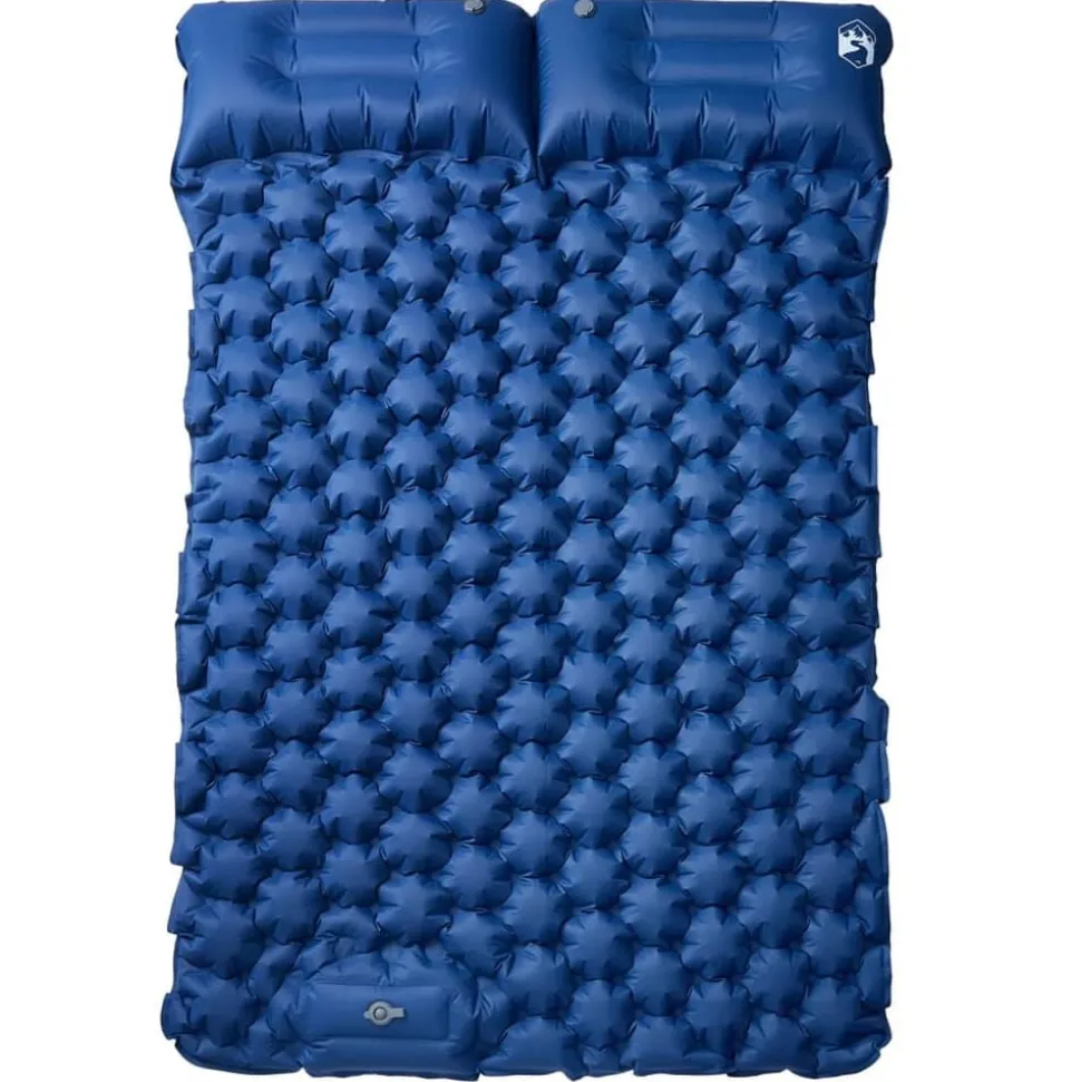 vidaXL Kampeermatras met kussens zelfopblazend 2-persoons marineblauw