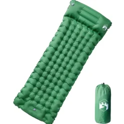 vidaXL Kampeermatras met kussen zelfopblazend 1-persoons groen