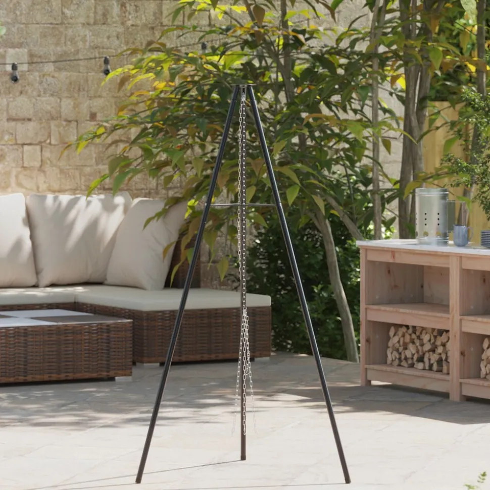 vidaXL Kampvuur tripod Zwart 92 x 92 x 151,5 cm Staal